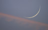 Crescent Moon and contrail