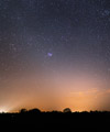Toward West, the zodiacal light is setting